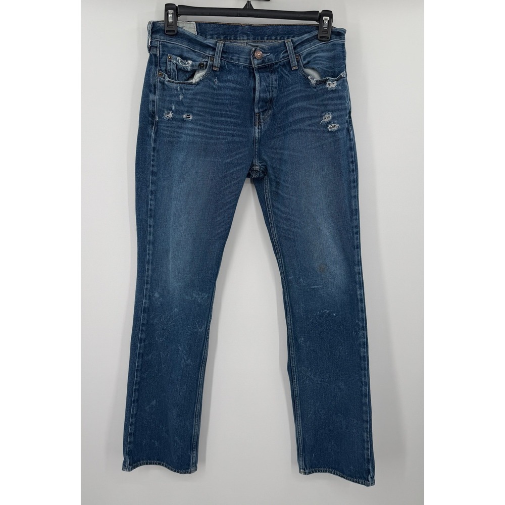Hollister California Mens Distressed Straight Leg Jeans Medium Wash W33 L33